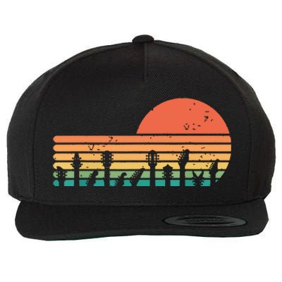 Guitars Sunset Retro Style Vintage Guitarist Wool Snapback Cap