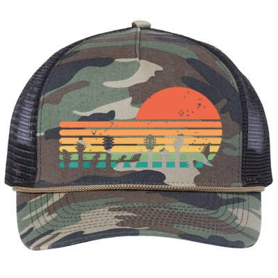 Guitars Sunset Retro Style Vintage Guitarist Retro Rope Trucker Hat Cap