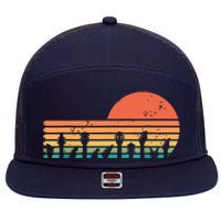 Guitars Sunset Retro Style Vintage Guitarist 7 Panel Mesh Trucker Snapback Hat