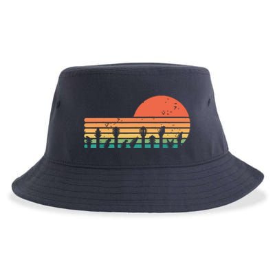 Guitars Sunset Retro Style Vintage Guitarist Sustainable Bucket Hat