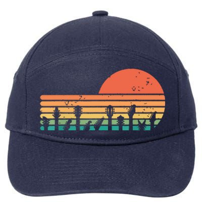 Guitars Sunset Retro Style Vintage Guitarist 7-Panel Snapback Hat