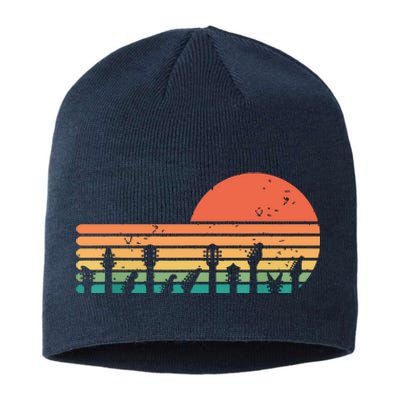 Guitars Sunset Retro Style Vintage Guitarist Sustainable Beanie