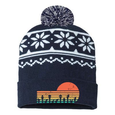 Guitars Sunset Retro Style Vintage Guitarist USA-Made Snowflake Beanie