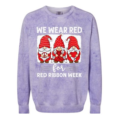 Gnomes support red Peace hope love Anti drug Red Ribbon Week Colorblast Crewneck Sweatshirt