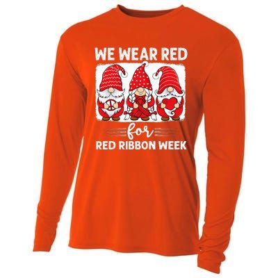 Gnomes support red Peace hope love Anti drug Red Ribbon Week Cooling Performance Long Sleeve Crew