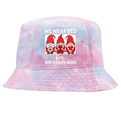 Gnomes support red Peace hope love Anti drug Red Ribbon Week Tie-Dyed Bucket Hat