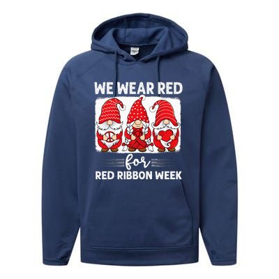 Gnomes support red Peace hope love Anti drug Red Ribbon Week Performance Fleece Hoodie