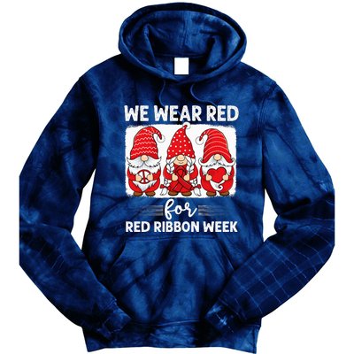 Gnomes support red Peace hope love Anti drug Red Ribbon Week Tie Dye Hoodie