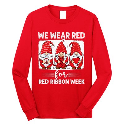 Gnomes support red Peace hope love Anti drug Red Ribbon Week Long Sleeve Shirt