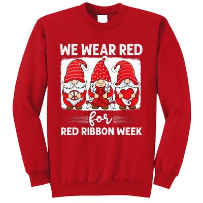 Gnomes support red Peace hope love Anti drug Red Ribbon Week Sweatshirt