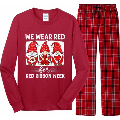 Gnomes support red Peace hope love Anti drug Red Ribbon Week Long Sleeve Pajama Set