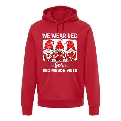 Gnomes support red Peace hope love Anti drug Red Ribbon Week Premium Hoodie