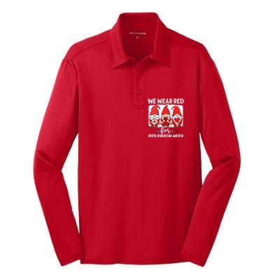 Gnomes support red Peace hope love Anti drug Red Ribbon Week Silk Touch Performance Long Sleeve Polo