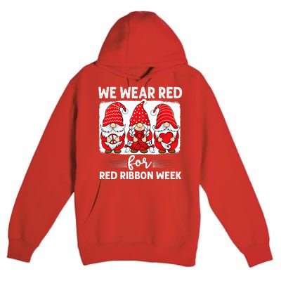 Gnomes support red Peace hope love Anti drug Red Ribbon Week Premium Pullover Hoodie