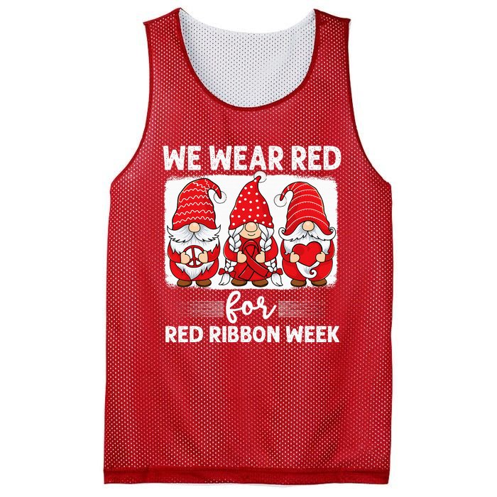 Gnomes support red Peace hope love Anti drug Red Ribbon Week Mesh Reversible Basketball Jersey Tank