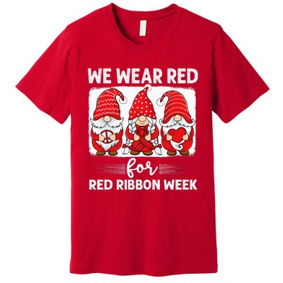 Gnomes support red Peace hope love Anti drug Red Ribbon Week Premium T-Shirt