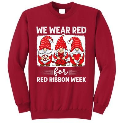 Gnomes support red Peace hope love Anti drug Red Ribbon Week Tall Sweatshirt