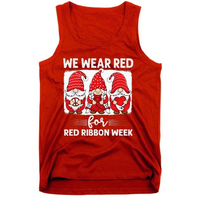 Gnomes support red Peace hope love Anti drug Red Ribbon Week Tank Top