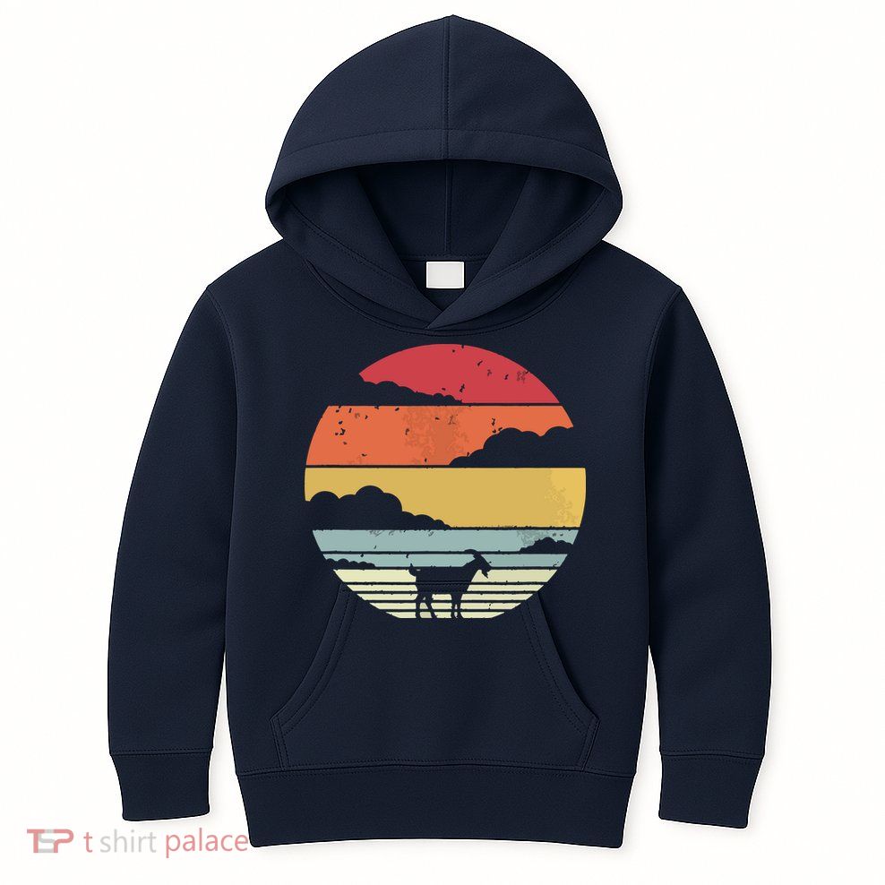 Goat Shirts Retro Style Goat Kids Hoodie