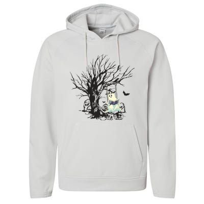 Ghost Swinging Reading Book Halloween Ghost Costume Performance Fleece Hoodie