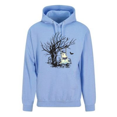 Ghost Swinging Reading Book Halloween Ghost Costume Unisex Surf Hoodie