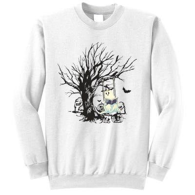 Ghost Swinging Reading Book Halloween Ghost Costume Sweatshirt