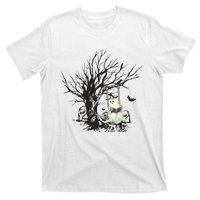 Ghost Swinging Reading Book Halloween Ghost Costume T-Shirt