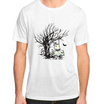 Ghost Swinging Reading Book Halloween Ghost Costume Adult ChromaSoft Performance T-Shirt