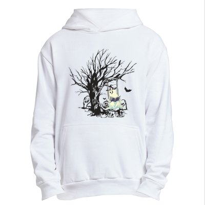 Ghost Swinging Reading Book Halloween Ghost Costume Urban Pullover Hoodie