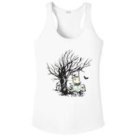 Ghost Swinging Reading Book Halloween Ghost Costume Ladies PosiCharge Competitor Racerback Tank