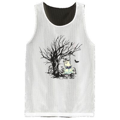 Ghost Swinging Reading Book Halloween Ghost Costume Mesh Reversible Basketball Jersey Tank