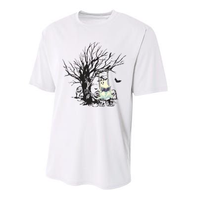 Ghost Swinging Reading Book Halloween Ghost Costume Performance Sprint T-Shirt