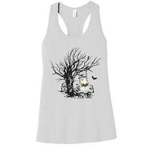 Ghost Swinging Reading Book Halloween Ghost Costume Women's Racerback Tank