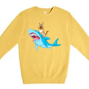 German Shepherd Riding Shark Premium Crewneck Sweatshirt