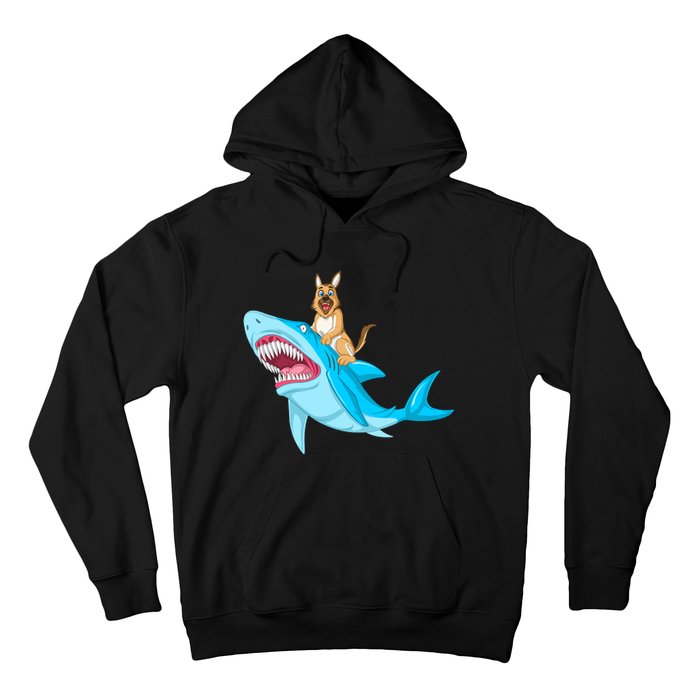 German Shepherd Riding Shark Hoodie