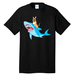 German Shepherd Riding Shark Tall T-Shirt