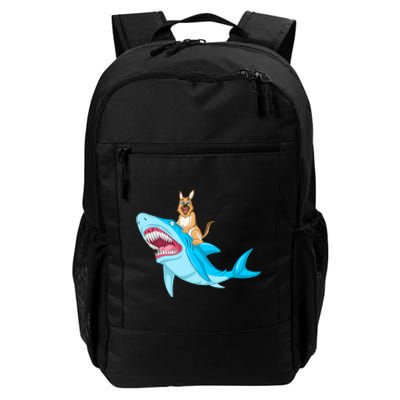 German Shepherd Riding Shark Daily Commute Backpack