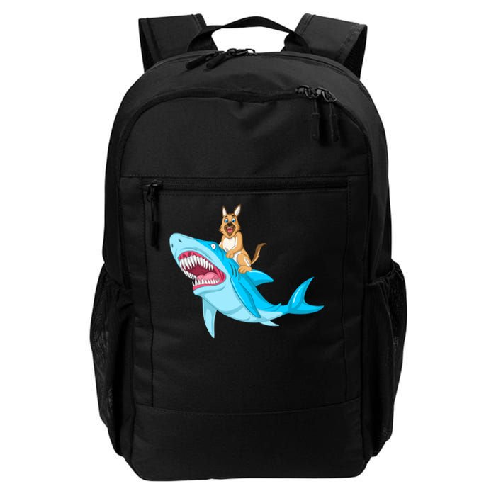 German Shepherd Riding Shark Daily Commute Backpack