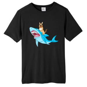 German Shepherd Riding Shark Tall Fusion ChromaSoft Performance T-Shirt