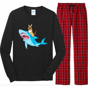 German Shepherd Riding Shark Long Sleeve Pajama Set