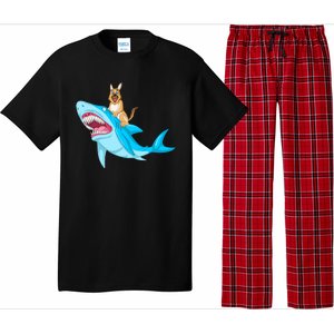 German Shepherd Riding Shark Pajama Set