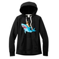 German Shepherd Riding Shark Women's Fleece Hoodie