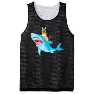 German Shepherd Riding Shark Mesh Reversible Basketball Jersey Tank