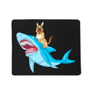 German Shepherd Riding Shark Mousepad