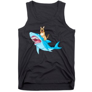 German Shepherd Riding Shark Tank Top