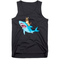 German Shepherd Riding Shark Tank Top