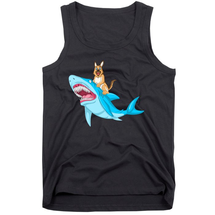 German Shepherd Riding Shark Tank Top