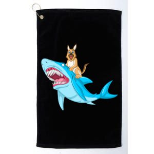 German Shepherd Riding Shark Platinum Collection Golf Towel