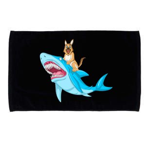 German Shepherd Riding Shark Microfiber Hand Towel