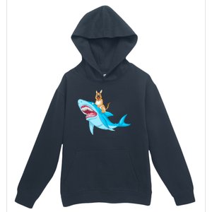 German Shepherd Riding Shark Urban Pullover Hoodie